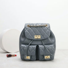 Load image into Gallery viewer, First Layer Cowhide Rhombus Chain Backpack Advanced Texture All-matching
